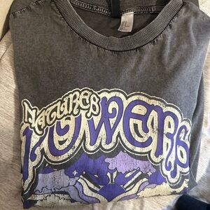 Forever 21 Gray and Purple Graphic Tee